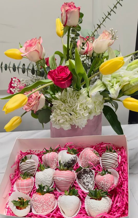 Sold out! Bundle fresh floral centerpiece with a sweet treat