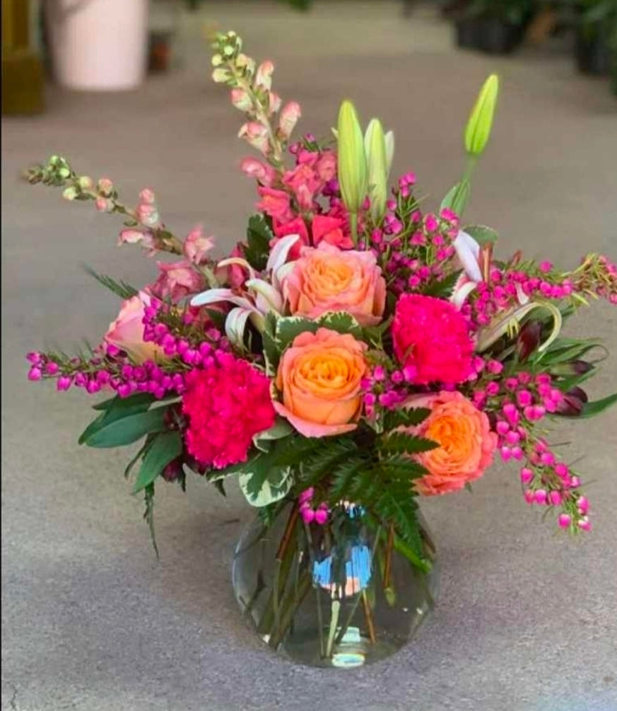 Bundle fresh floral centerpiece and faux floral wreath