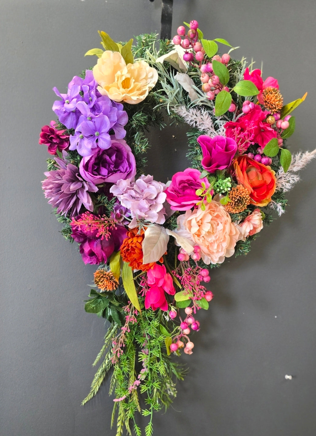 Bundle fresh floral centerpiece and faux floral wreath